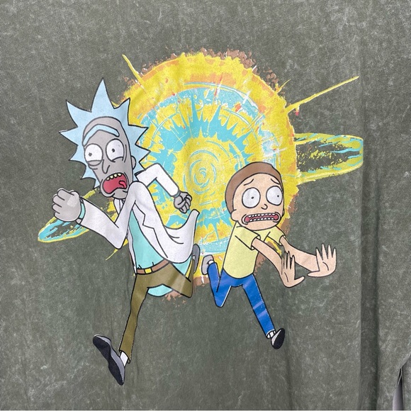 Rick & Morty Casual Green Crewneck Long Sleeve Graphic Print Pullover T-Shirt - Picture 8 of 9